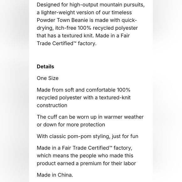 NWT Patagonia "Lightweight Powder Town Beanie" OG Rugby Stripe Blue Grey Pom Hat - Picture 9 of 10